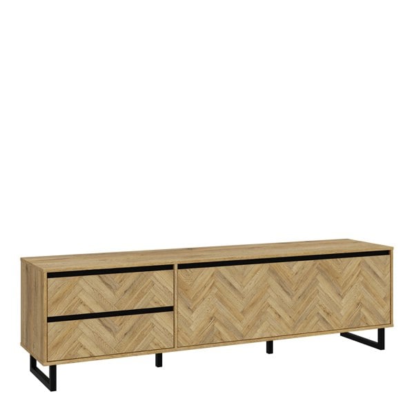 Furniture To Go Nikomedes TV Unit  in Spica Oak/Matt Black/Bartex Oak