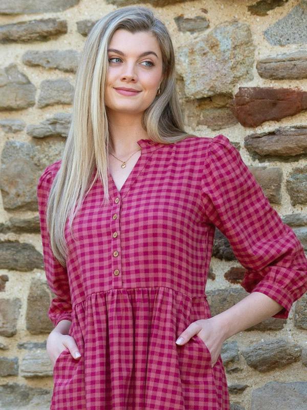 Kite Womens Organic Damson Check Worgret Flannel Dress