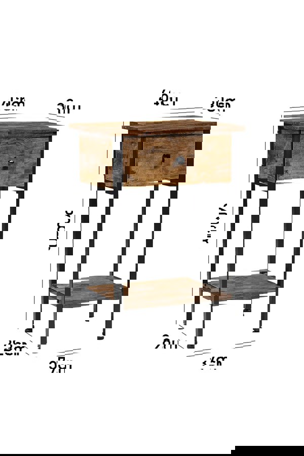 Living and Home Industrial Side Table with Drawer