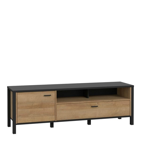 Furniture To Go High Rock TV Unit in Matt Black/Riviera Oak
