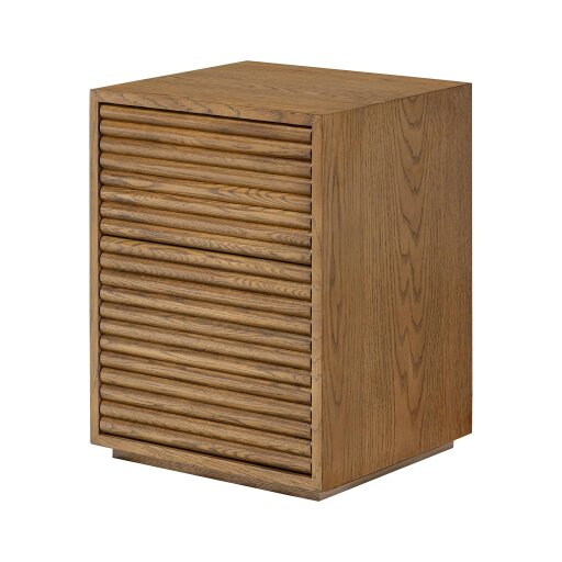 Wyld Haus Velagio Natural Oak Ribbed 2 Drawer Bedside Table