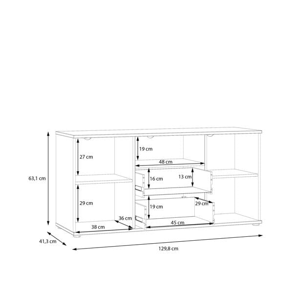 Furniture To Go Ganymede TV Unit with Open Shelf, Drawer & 2 Doors in Light Grey