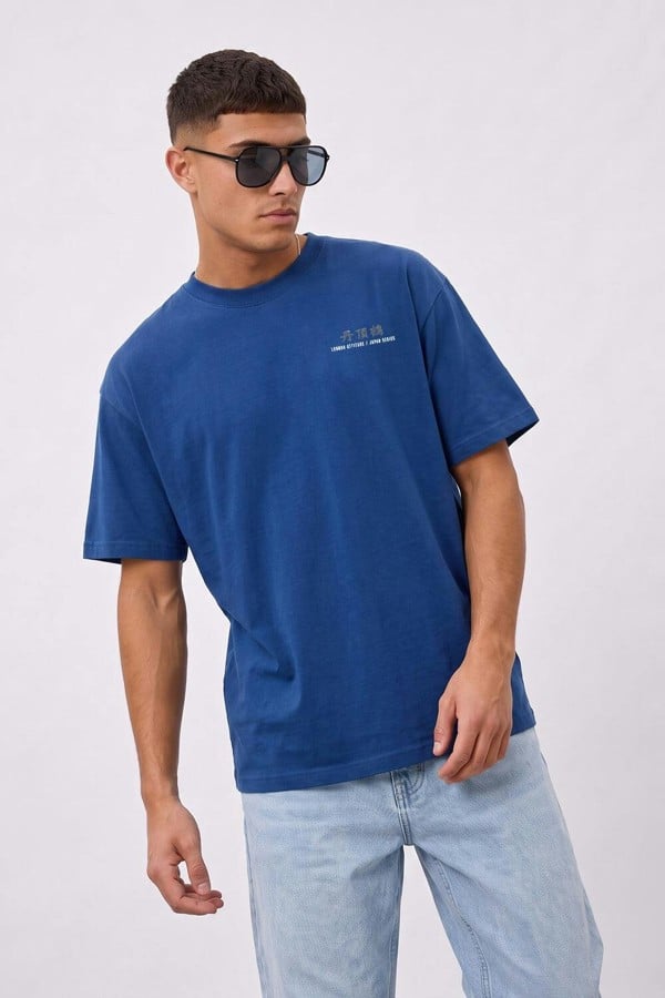 London Attitude Japanese Crane Oversized Heavyweight Back Print T-Shirt