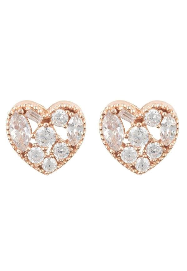Heart Sparkling Stud Earrings Rosegold - LATELITA Earrings