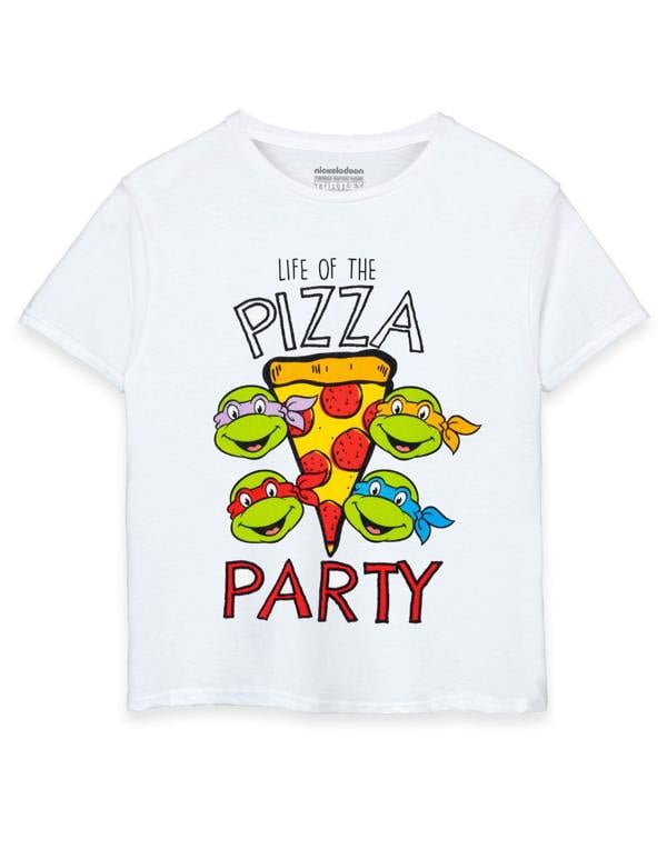 Teenage Mutant Ninja Turtles Boys White Life of the Pizza Party Short Sleeved T-Shirt