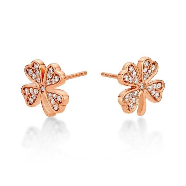 Rose Gold 4 Leaf Clover Stud Earrings for Women - namana.london