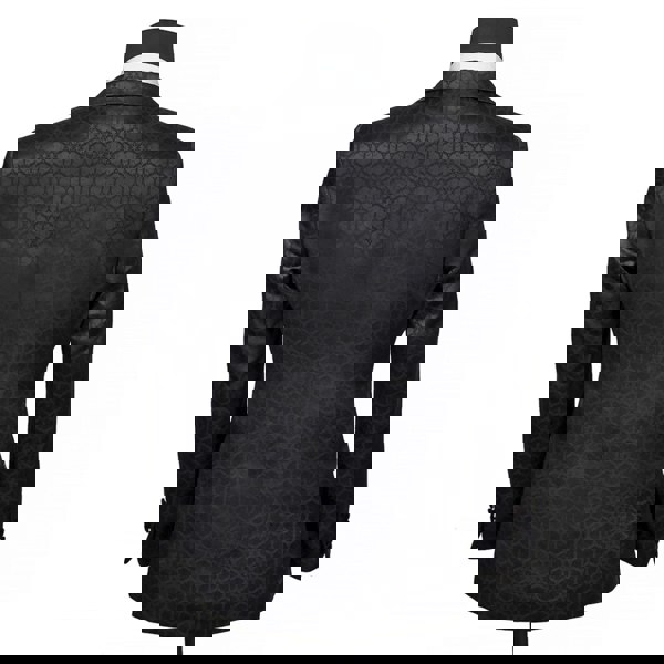 David WeJ Atticus Single Breasted Jacquard Velvet Peak Lapel Tuxedo- Black