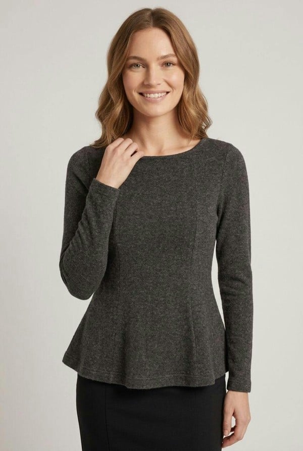 Izabel London Long Sleeve Slim Fit Peplum Top
