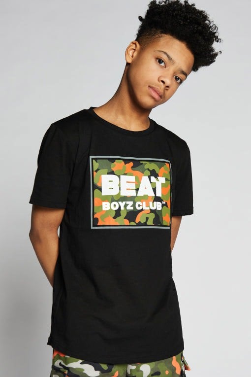 Beat Boyz Club Collide T-Shirt - Black/Orange Pop Camo