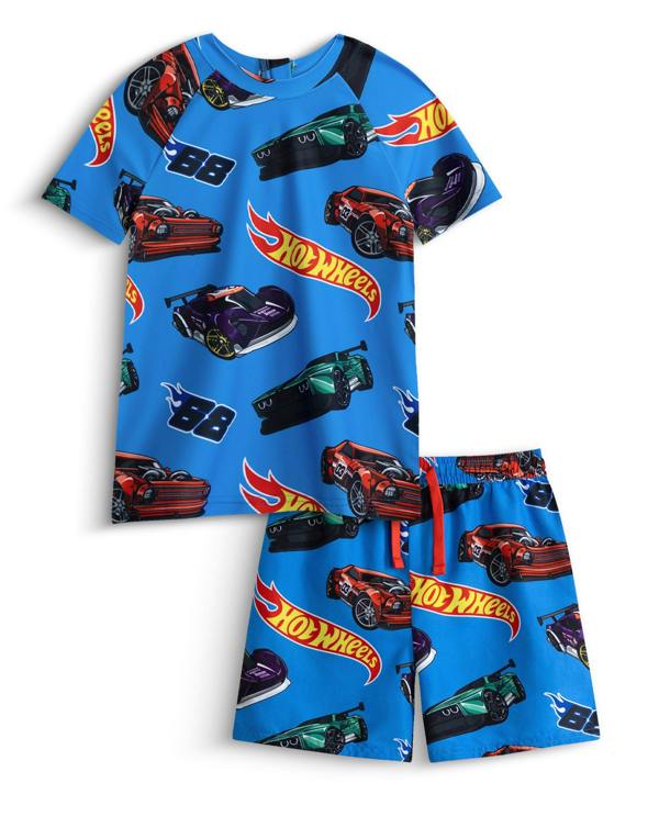Vanilla Underground Hot Wheels Boys Blue Model Cars 2 Piece Swim Set