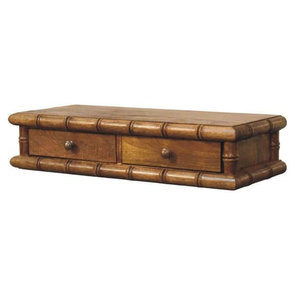 Artisan Furniture Solid Wood Bamboo Wall-Mounted Console, 2 Drawers, Brown