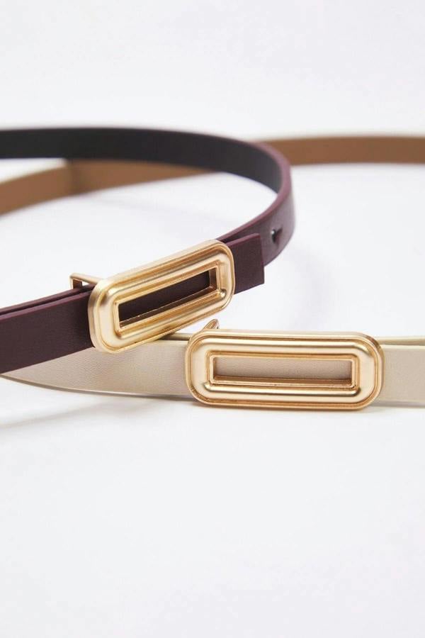 WOVCOR Double Pack Rectangular Buckle Women's Belt