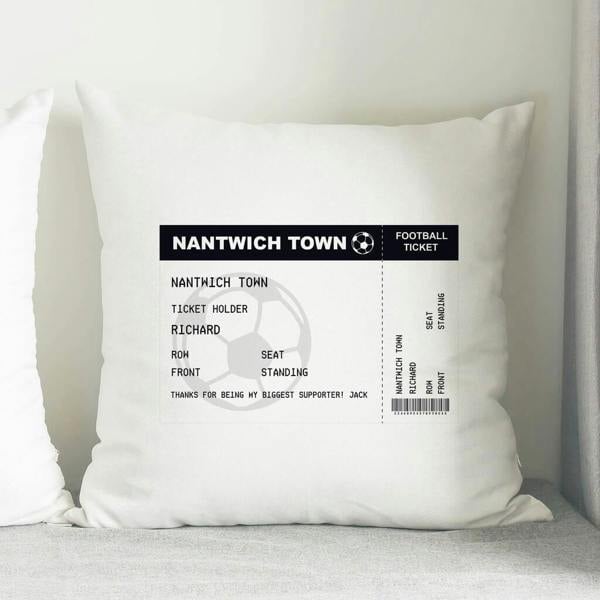 Personalised Football Ticket Cushion - alternative angle