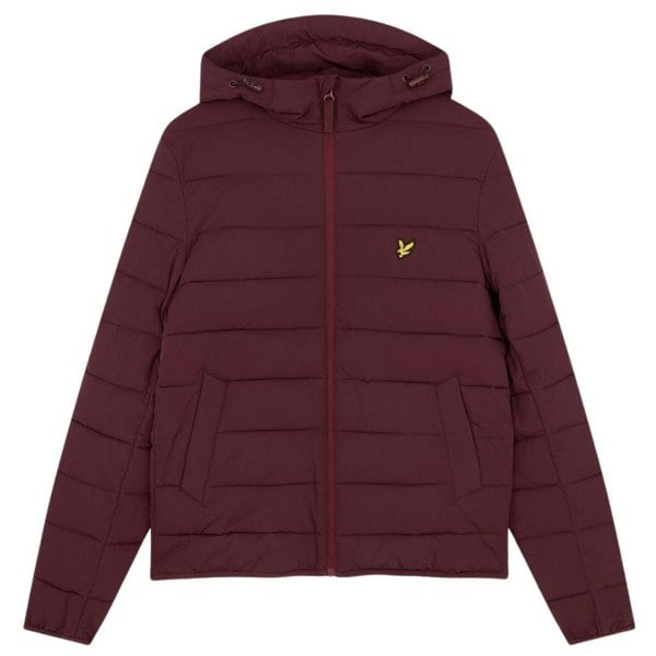 Lyle & Scott Branded Hooded Puffer Jacket - Burgundy