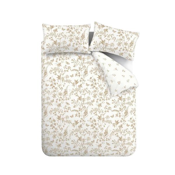 Bianca Thea Floral 200 Thread Count Cotton Reversible Duvet Cover Set Natural