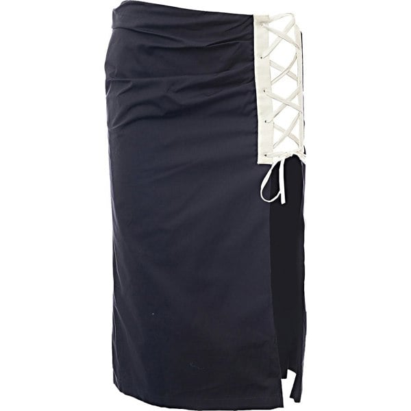 Dries Van Noten Womens Siamo Cotton Poplin A Line Midi Skirt W/ Contrast Laced Detail In Blue