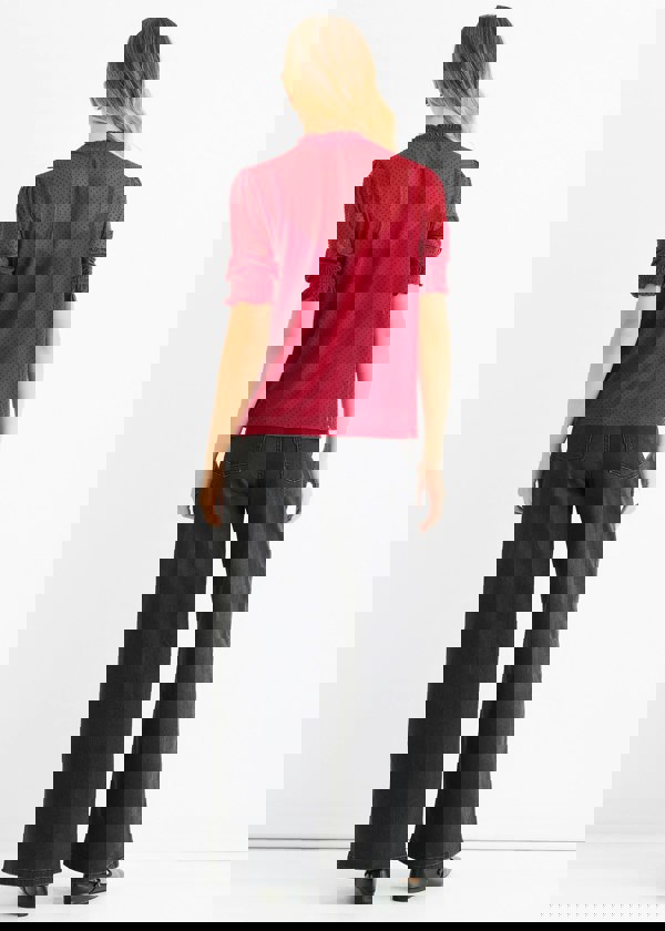 Gini London Red High Neck Lace Loose Fit Blouse