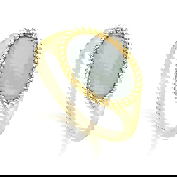 Gemondo Classic Oval Green Jadeite Ring in 9ct Yellow Gold