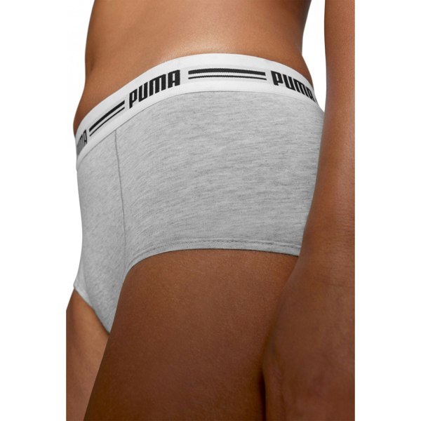 Puma 2-Pack Striped Logo Mid-Rise Mini Shorts, Grey Melange