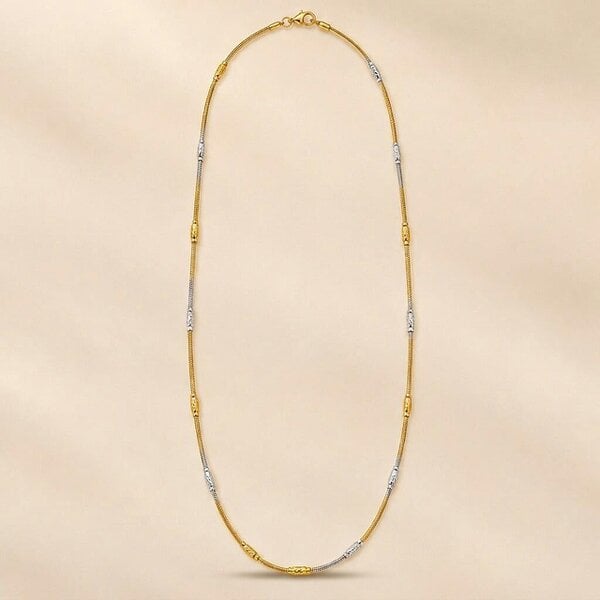 The Colourful Aura 18ct Gold Plated Dual Tone Textured Bead Snake Chain Necklace 17 Inch