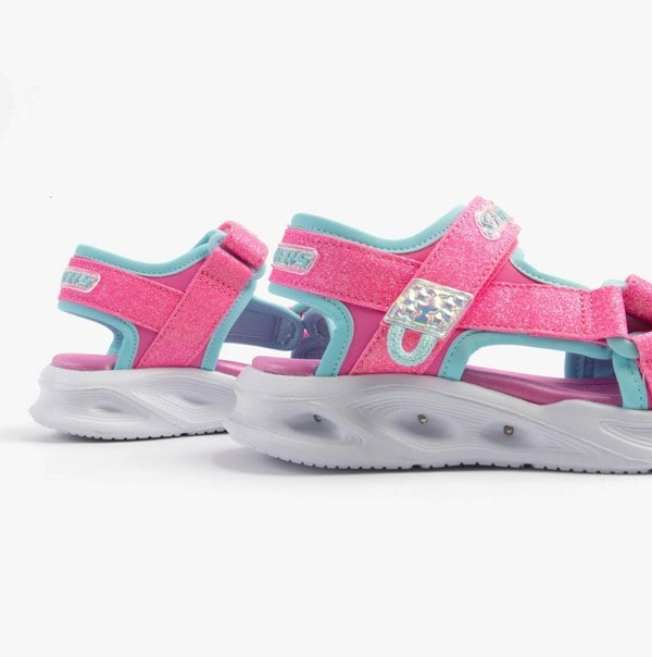 Skechers S-LIGHTS: SOLA GLOW Girls Sandals Hot Pink/Aqua