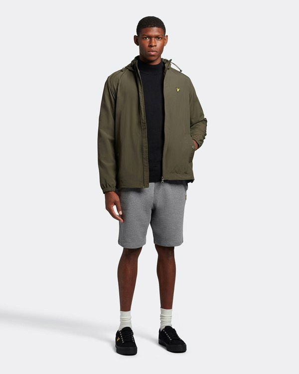 Lyle & Scott Branded Hooded Short Lightweight Jacket - Olive