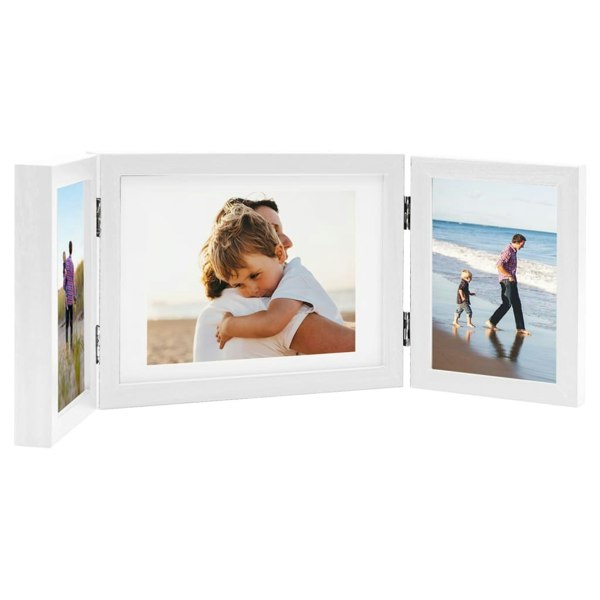 Berkfield Trifold Photo Frame Collage White 22x15 cm+2x