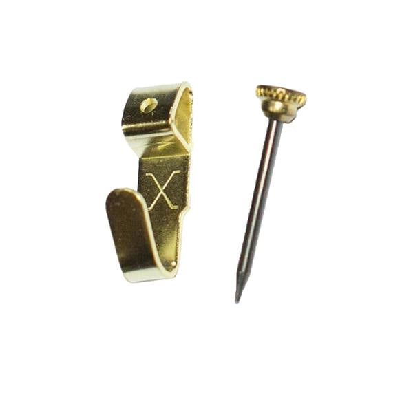 X Original Patent Steel Picture No. 2 Hooks (Pack Of 4) - Brass - 