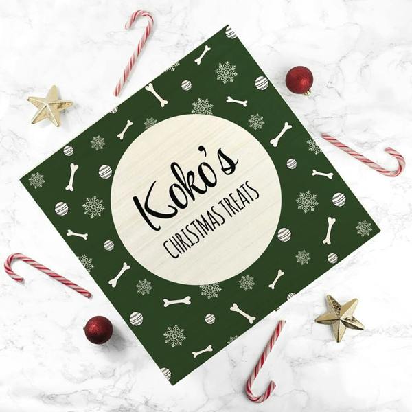 Personalised Dog Treats Christmas Box - alternative angle