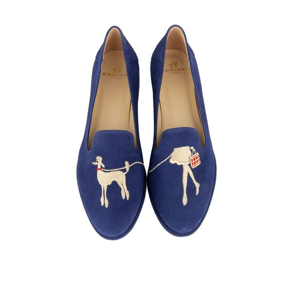 Embassy London Fetch - Blue - Women's round toe poodle embroidered comfy leather loafer