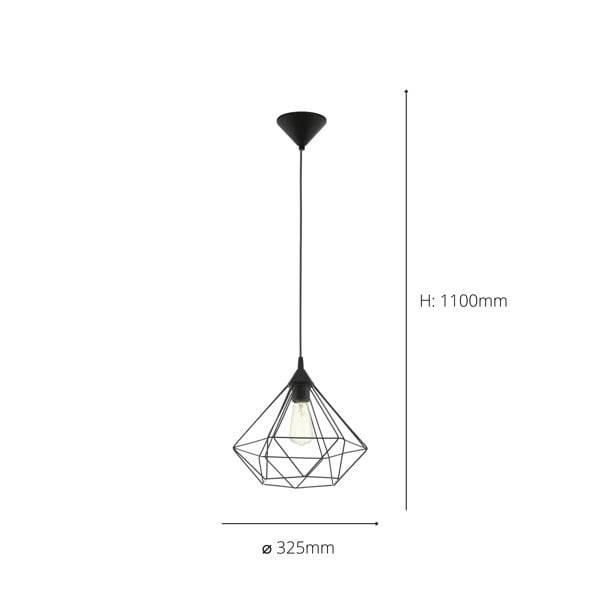 EGLO Tarbes 1-Light Black Geometric Pendant