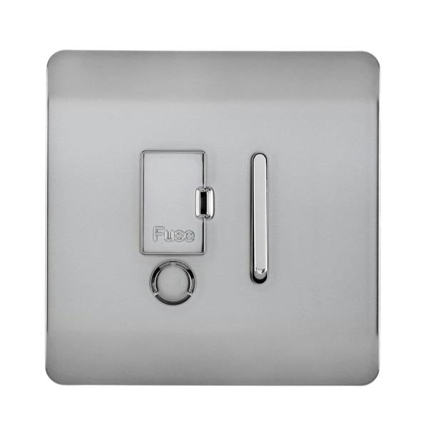 Trendi Switch 13 Amp Fused Spur with Flex Outlet in Brushed Steel