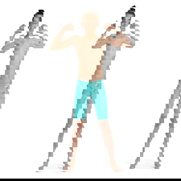 Arena Boys Powerskin ST Next jammer in aquamarine blue with white logo