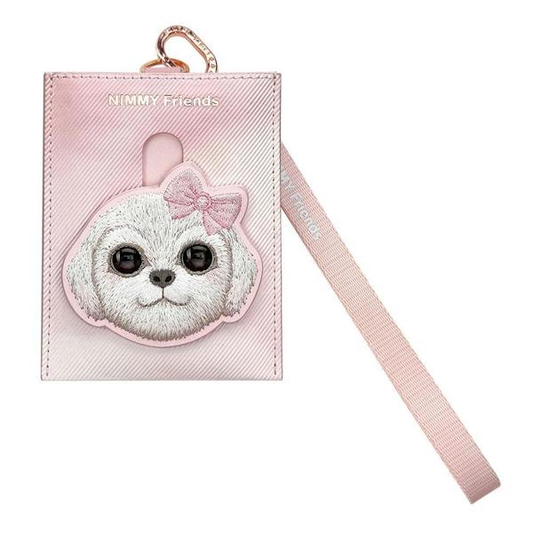 Nimmy Friends Nimmy Big Eye Cute Pet Bischon Fraise Dog  Face Card Sleeve Holder Pink - N-XDY-KT-02-A
