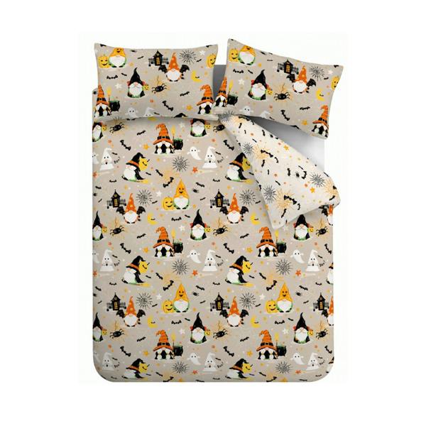 Catherine Lansfield Halloween Gonks So Soft Reversible Duvet Cover Set Natural