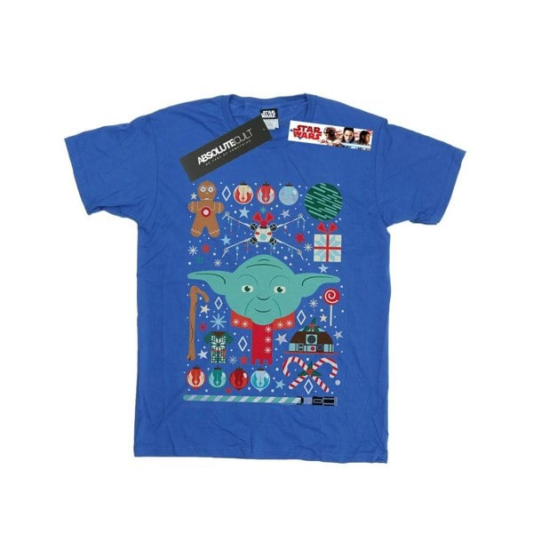 Star Wars Boys Yoda Christmas T-Shirt - Royal Blue