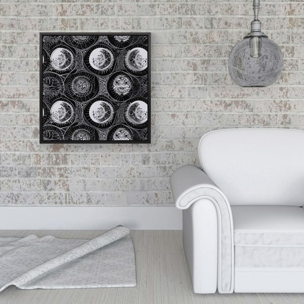 Warren Reed Black White Moon and Sun Framed Canvas