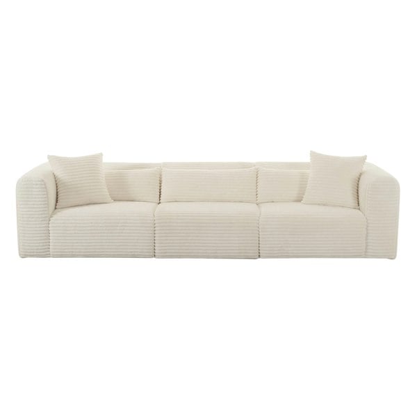 Furniture Edit Tarra Fluffy Oversized Cream Corduroy Modular Sofa