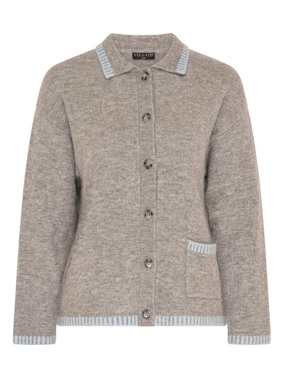 VIZ-A-VIZ Blanket Stich Button Through Cardigan