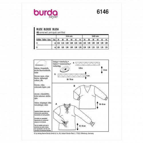 Burda Sewing Pattern 6146 Tops For Women, 34 to 44 - Easy
