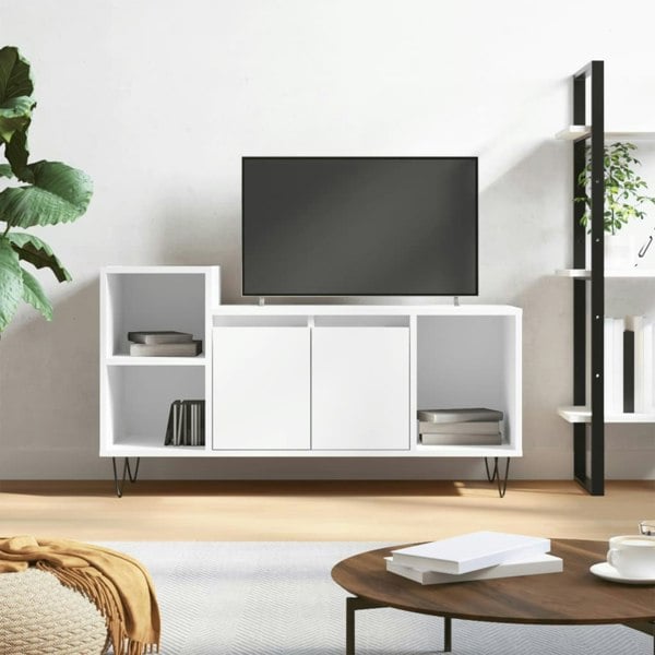 Berkfield TV Cabinet White 100x35x55 cm Engineered Wood
