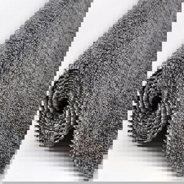  Grey Low Pile Area Rug Plain Design