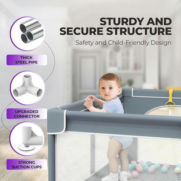 Dyzi Portable Playpen for Toddlers with Safety Gate and Sturdy Yard Enclosure