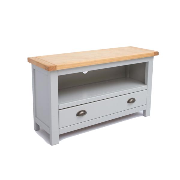 Cabinet Bits Argenta Light Grey 1 Drawer TV Cabinet Brass Cup Handle