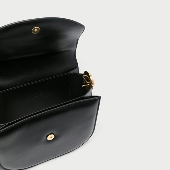 Jil Sander Medium Coin Leather Crossbody Bag Black