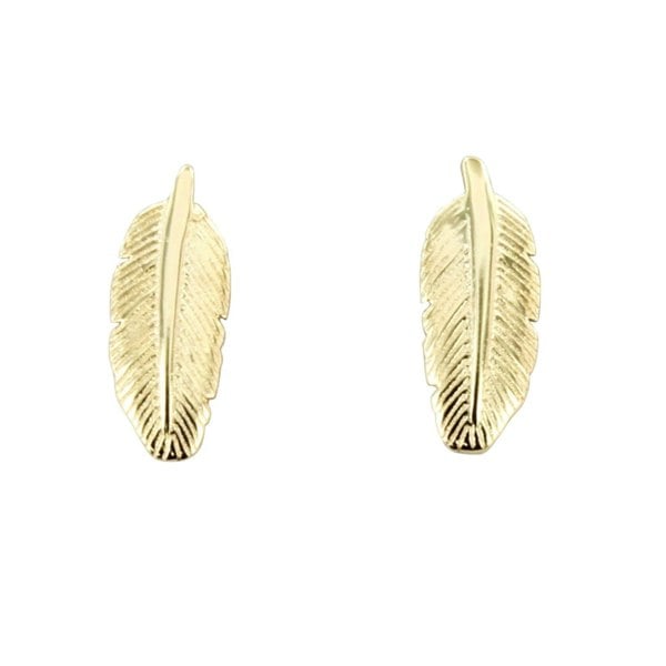 Small Detailed Sterling Silver Feather Studs - Reeves & Reeves