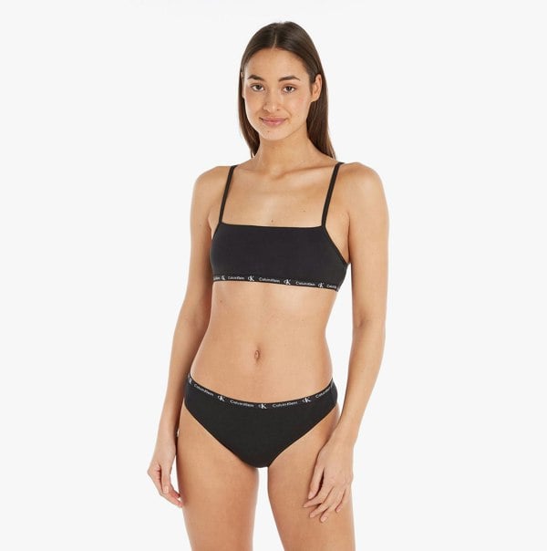 Calvin Klein 1996 COTTON 2 Pack Unlined Bralette Womens Black/Tiger Print
