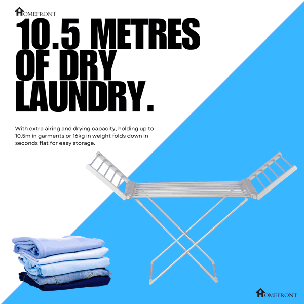 Homefront Heated Clothes Airer Rack Rail, Dryer 220W And Cover - Indoor Portable Eco Dry