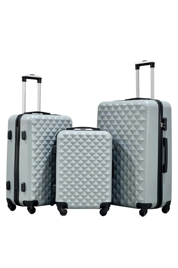 Groundlevel 3pc ABS 4 Wheel Diamond Luggage Set