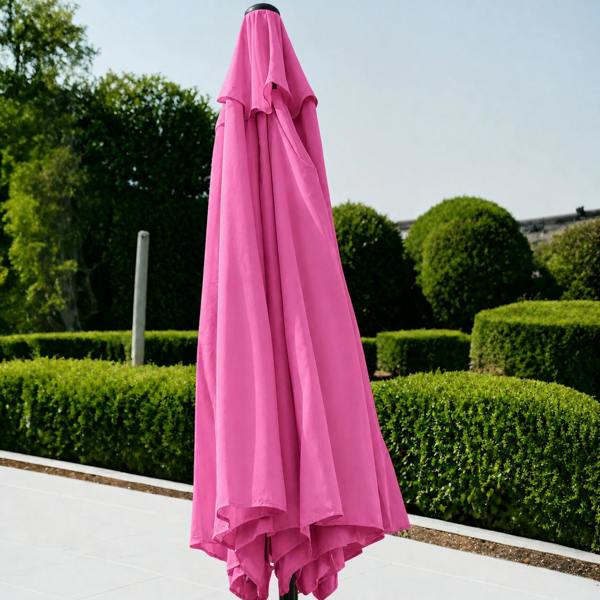 The Garden Marketplace 2.7m Wide Pink Garden Parasol Umbrella with Tilt and Crank, 180g Fade Resistant Polyester Canopy with Wind Vent